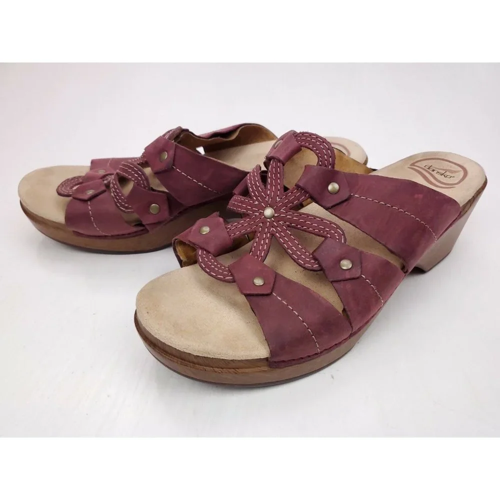 Dansko Serena Floral Leather Slip On Wedge Sandals Women’s US 11.5-12 EU 42